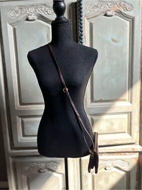 Dark Brown Faux Leather Crossbody Bag/Wallet